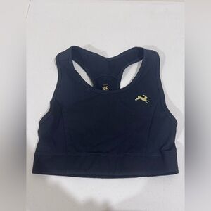 Tracksmith Black Racerback Sports Bra with Gold Accent